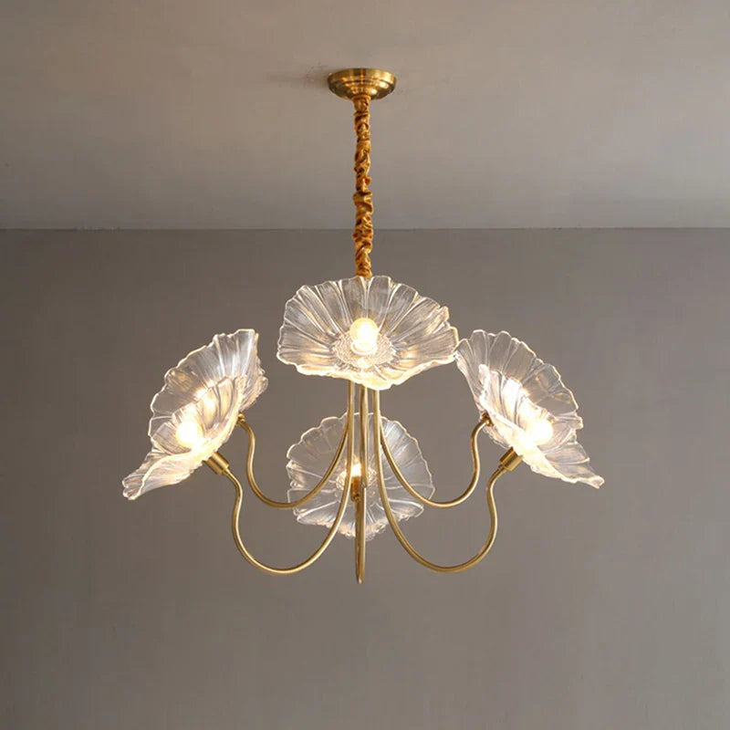 Lustre Célestine en verre feuille de lotus