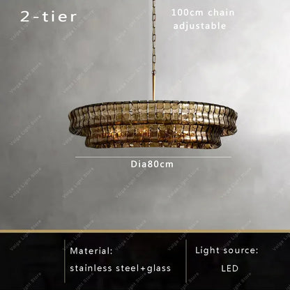 Gray Glass Round Ceiling Chandelier