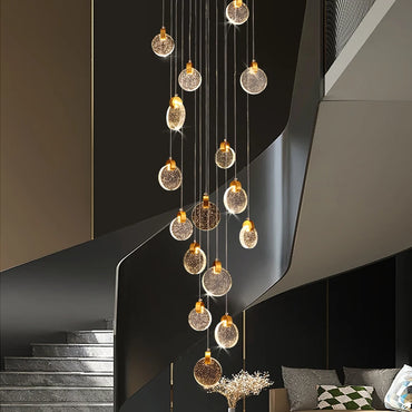 Clémence Lustre Escalier LED Cristal de Luxe
