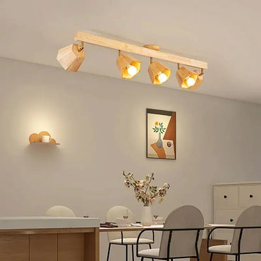 Élise Lustre Chandelier Suspendu LED en Bois Moderne Japonais