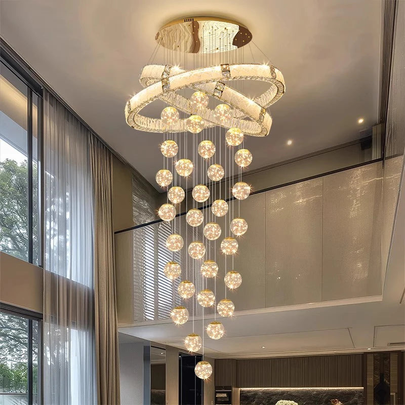 Lustre Suspendu LED Escalier de Cristal Élodie