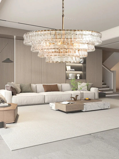 Gray Glass Round Ceiling Chandelier