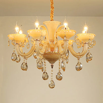 Lustre de luxe français pour la décoration intérieure, couleur champagne et blanc, pour villa européenne, hall d'hôtel, restaurant, lumières suspendues en cristal E14.