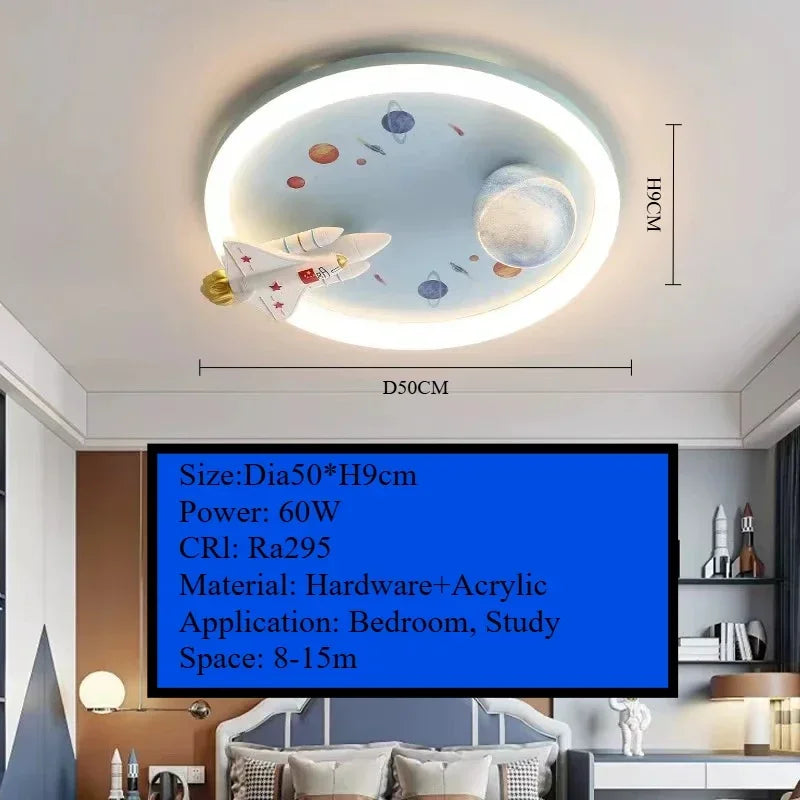 Plafonnier LED Amélie Fusée Astronaute Dimmable pour Chambre d'Enfant