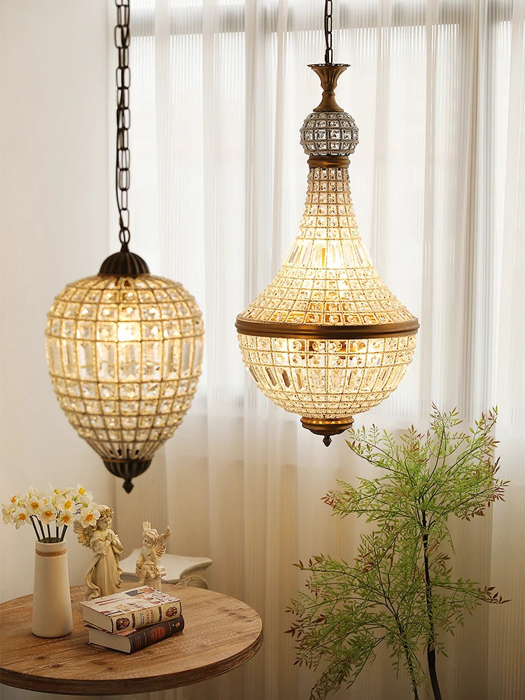 Lustre pendentif Aurélie Vintage en cristal, 6 lumières, luxe