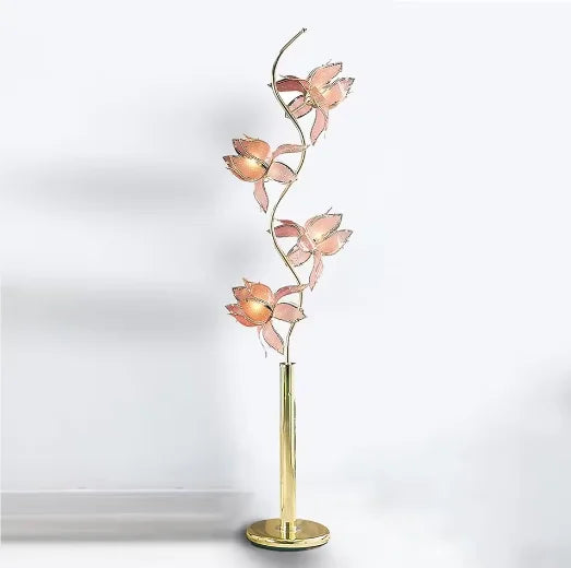 Lampadaire LED Élodie Lotus Moderne E26 Fleur en Verre Rose
