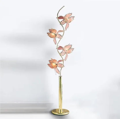 Lampadaire LED Élodie Lotus Moderne E26 Fleur en Verre Rose