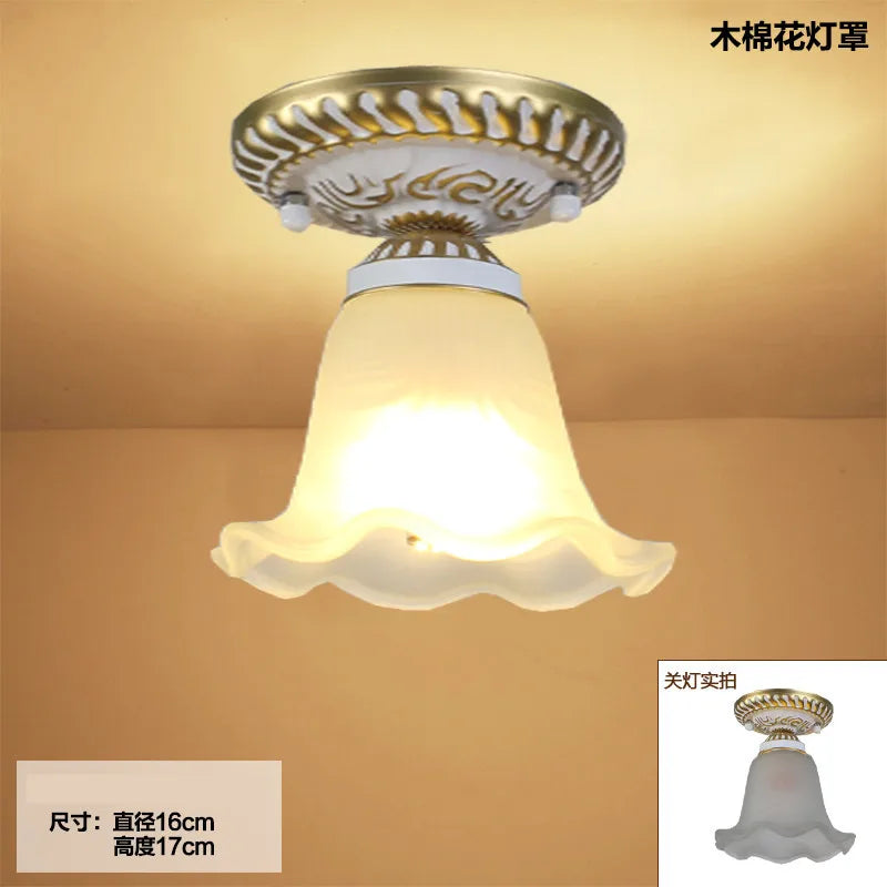 Plafonnier en verre rétro Camille ivoire E27 Lampe de couloir