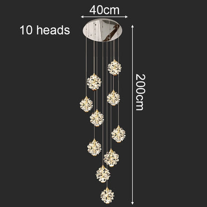 Modern Crystal Stair Pendant Light for Living Room and Hall
