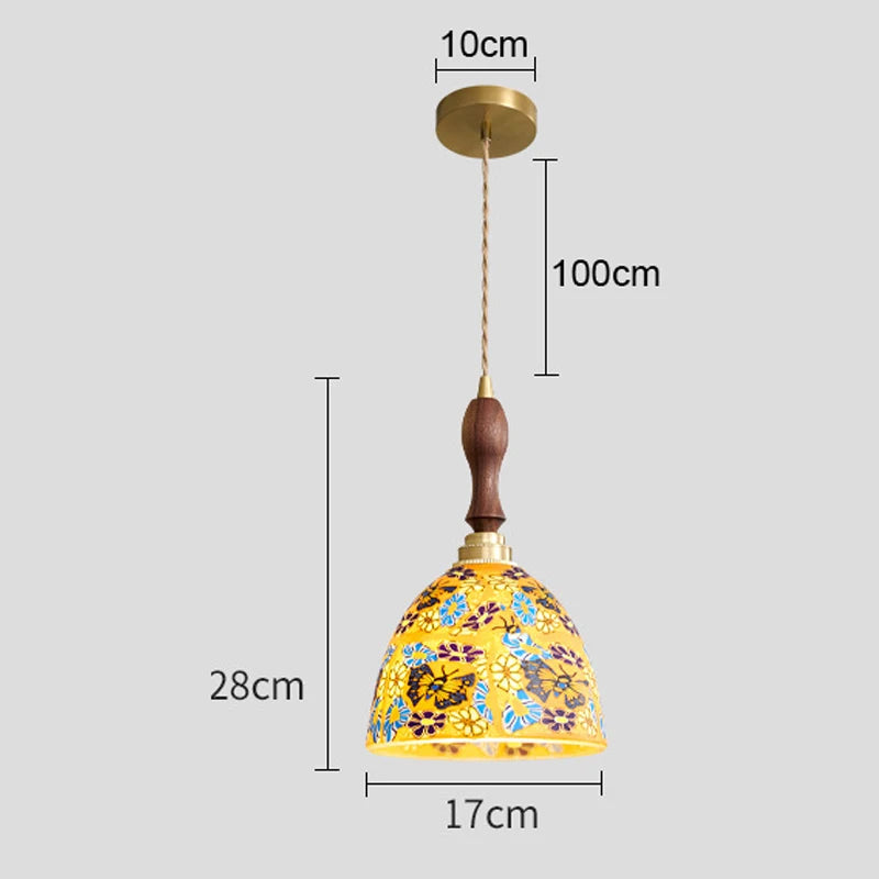 Isabelle Shell Suspension Verre Art Déco Lampe de Chevet