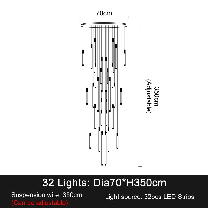 Geneviève Luxury Crystal LED Staircase Chandelier Light