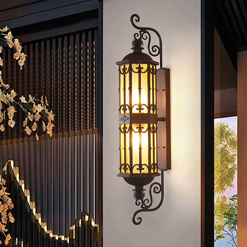 Applique Murale Extérieure LED Camille Or Rétro Étanche en Aluminium E27
