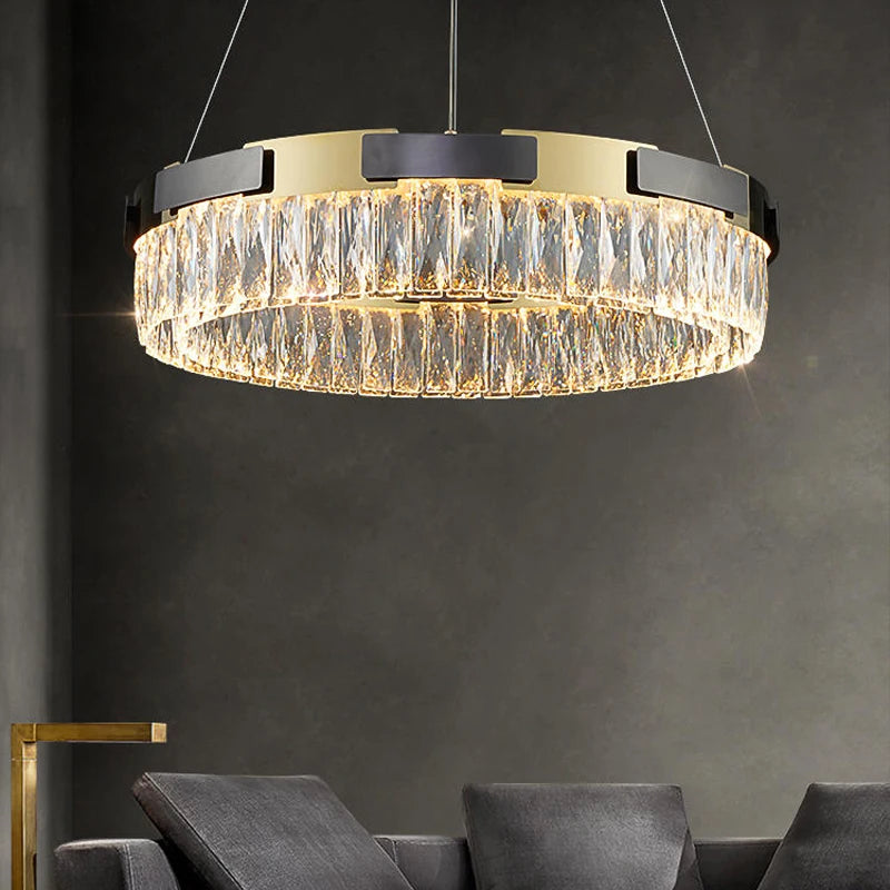 Lustre LED moderne en cristal Camille, lampe suspendue de luxe pour salon, salle à manger et chambre à coucher