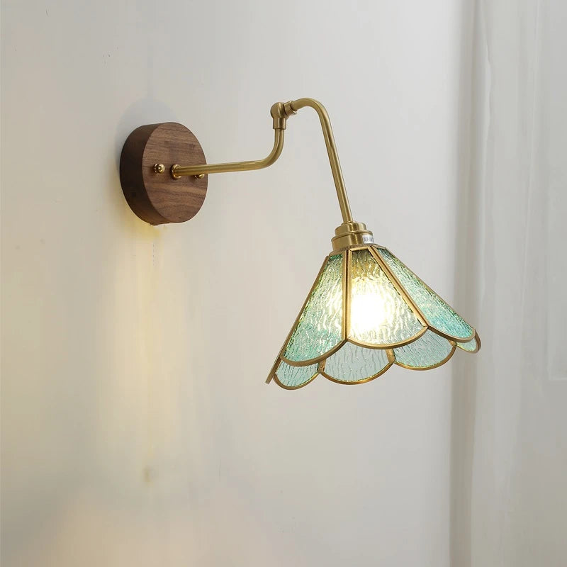 Camille Adjustable Fabric Wall Lamp with Copper Arm