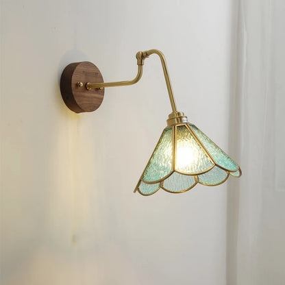Camille Adjustable Fabric Wall Lamp with Copper Arm