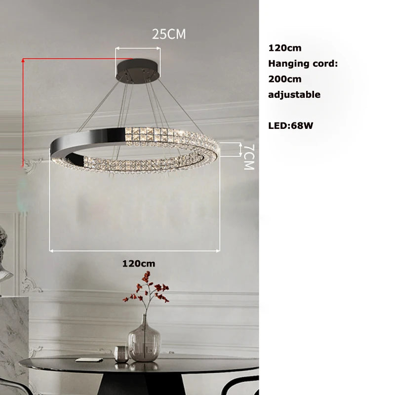 Lustre en cristal scandinave Sophie en acier noir pour plafond