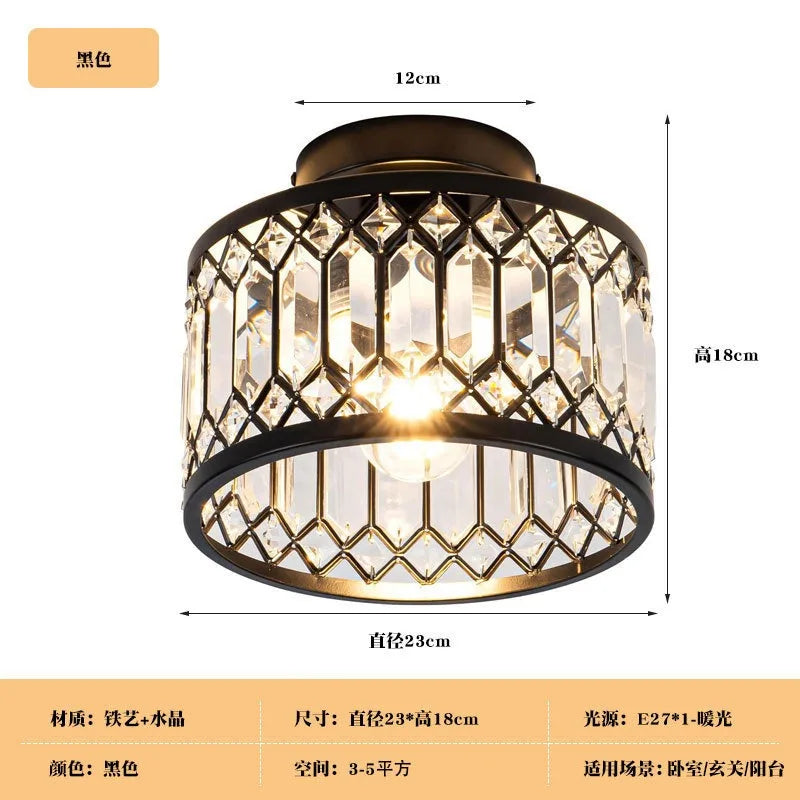 Plafonnier encastré Lucie en cristal, lampe de couloir