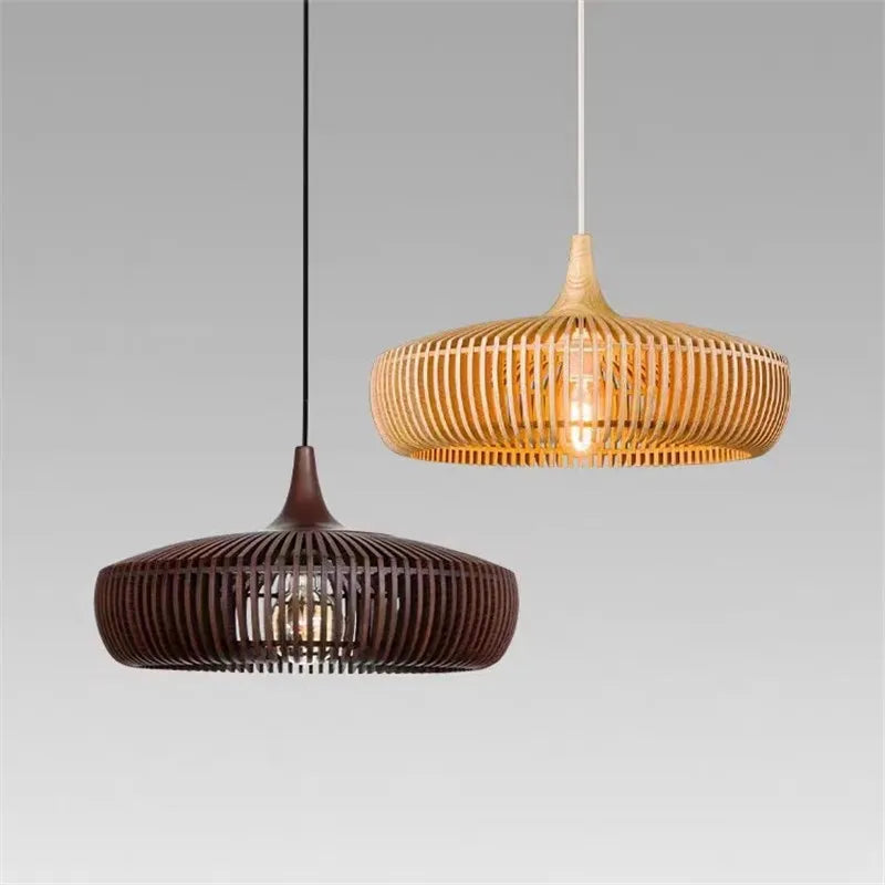 Suspension Elodie Wood Birdcage E27, pour salle à manger de style loft