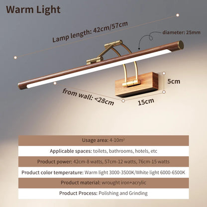 Élise Wood Grain Miroir avec LED Frontale pour Salle de Bain