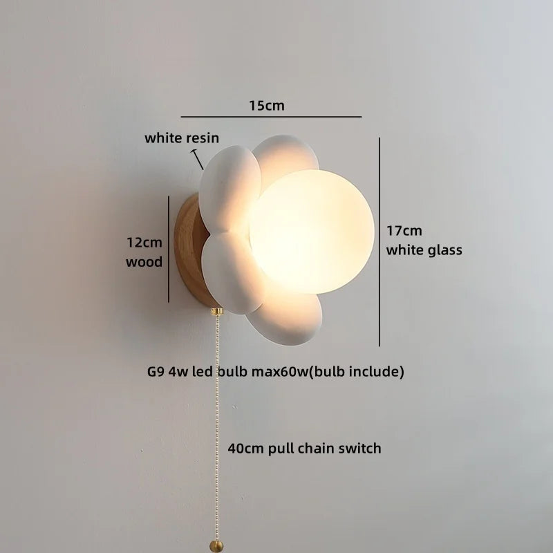 Camélia Flower Glass Wall Lamp Nordic Kids Room