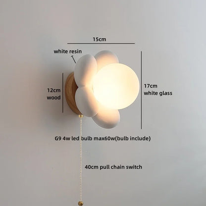 Camélia Flower Glass Wall Lamp Nordic Kids Room