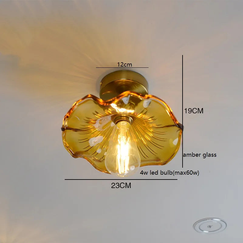Éloise Amber Glass Copper Ceiling Light
