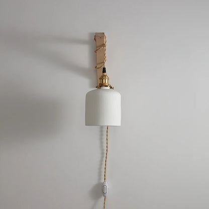 Élodie Nordic Ceramic Wood LED Wall Lamp E27 Plug