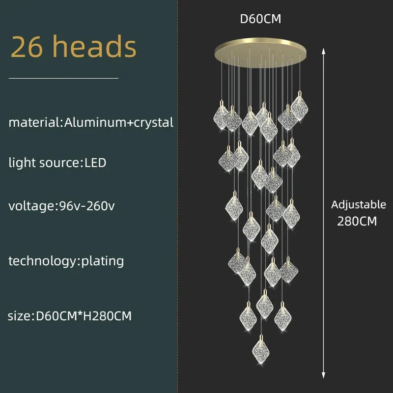 Lustre de plafond LED en cristal de luxe Isabelle