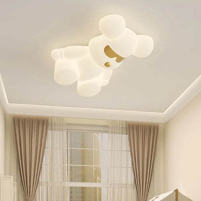 Amélie Nordic White Bear Kids LED Ceiling Light Minimalist