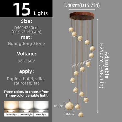 Élise Luxury Stone Staircase Pendant Chandelier