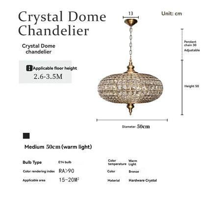 Lustre pendentif Aurélie Vintage en cristal, 6 lumières, luxe
