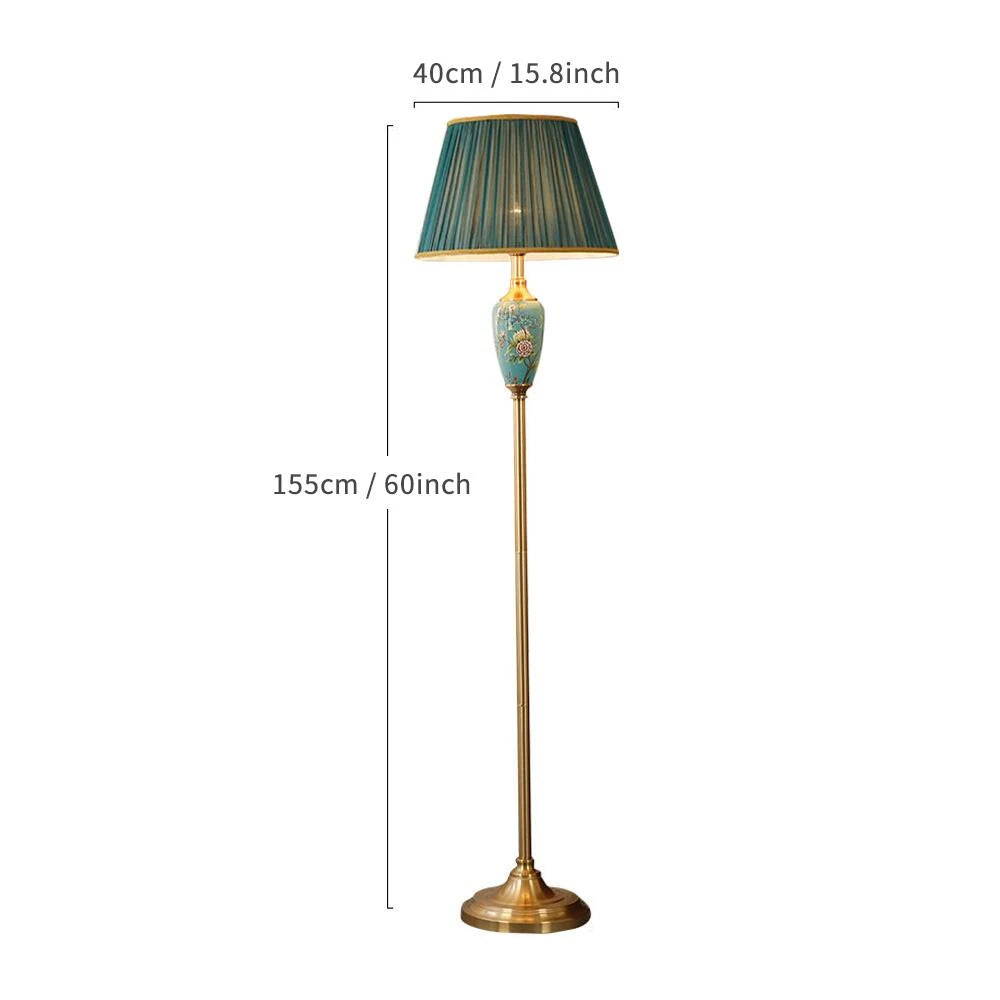 Élise Ceramic Retro LED Floor Lamp Fabric Shade Living Room