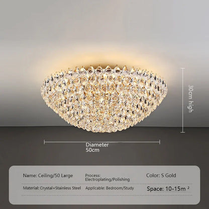 Luxury Round Golden Crystal Chandelier for Living Room & Bedroom