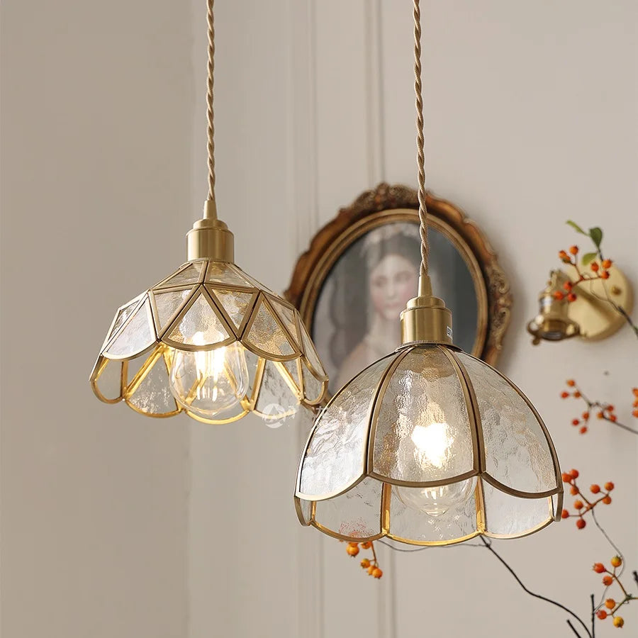 Suspension en verre cuivré style vintage Camille
