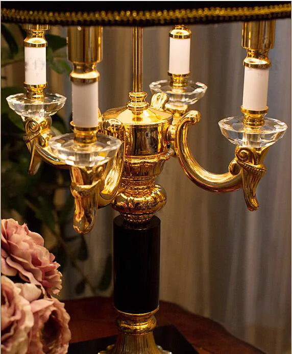 Lampe de Table Élysée Luxe Noir et Or avec Cristaux