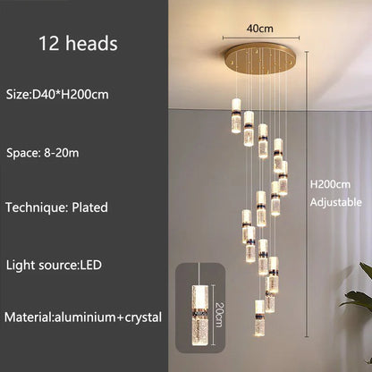 Isabelle Luxury Long Crystal LED Pendant Chandelier