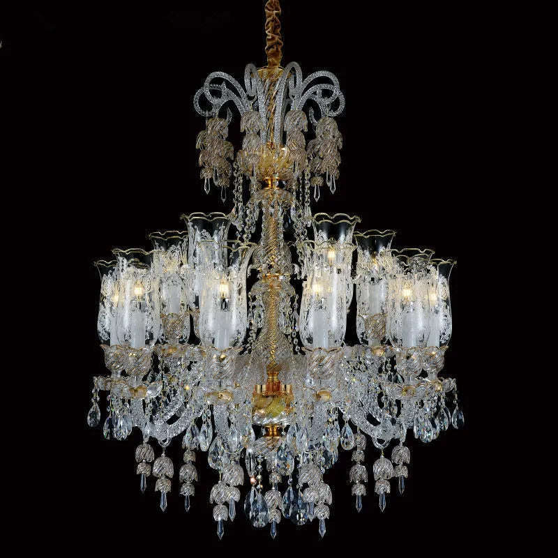 Long lustre en verre transparent pour salon et bureau