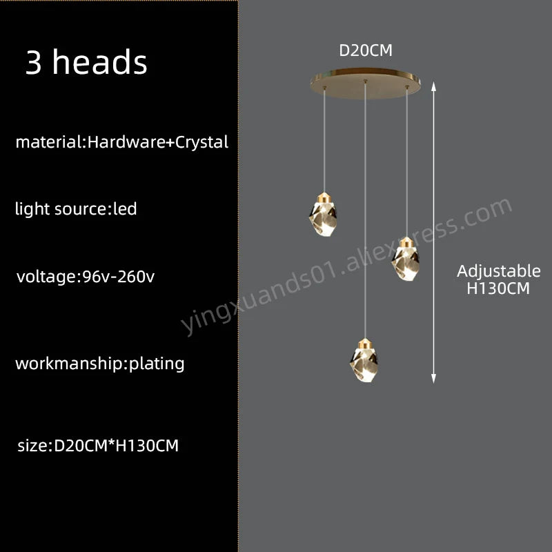 Lustre d'escalier en cristal Lucienne Nordic pour intérieurs de loft et de villa