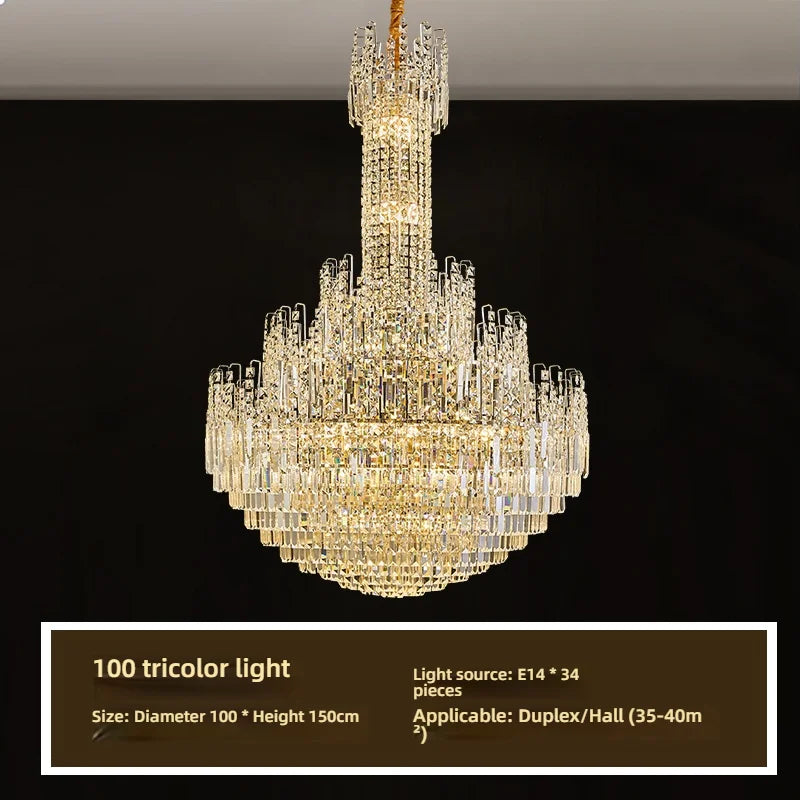 Lustre creux en cristal pour éclairage de hall en duplex et d'escalier