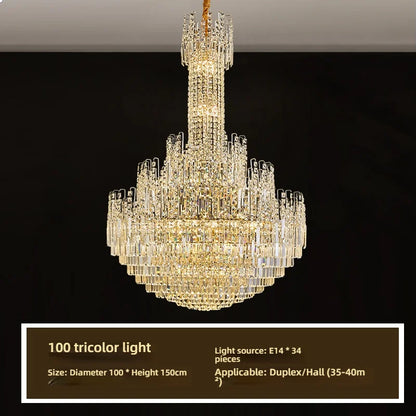 Lustre creux en cristal pour éclairage de hall en duplex et d'escalier