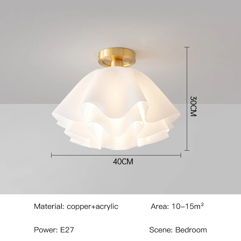 Sofia Nordic White Frosted Glass LED Semi-Flush Chandelier