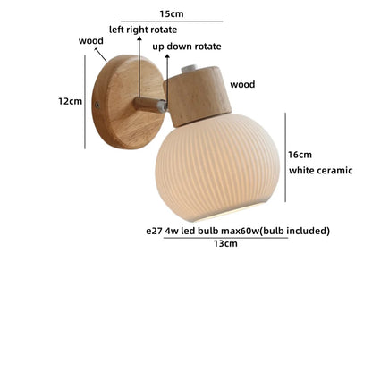 Lucienne Amber Glass Wood Wall Light