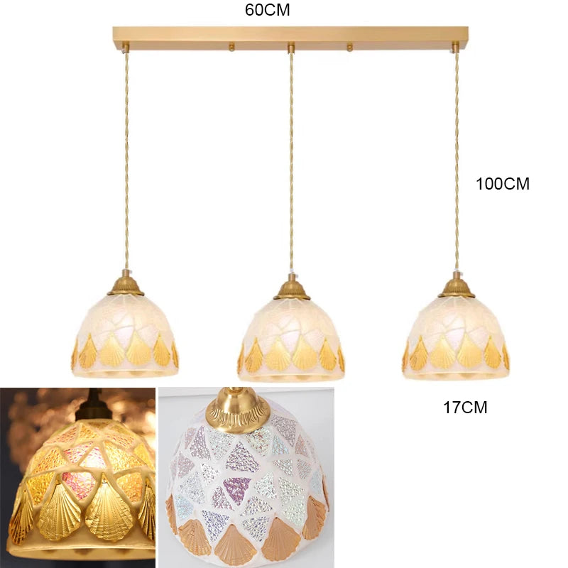 Isabelle Shell Suspension Verre Art Déco Lampe de Chevet
