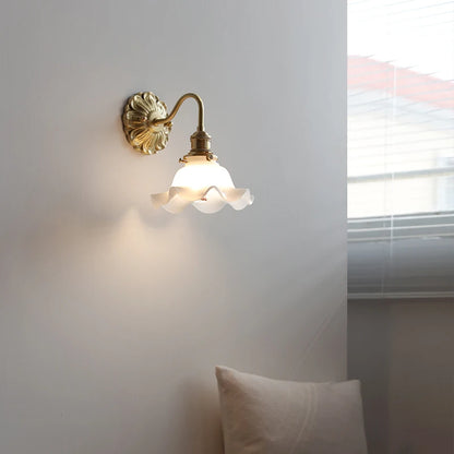 Isabelle Glass Flower Brass Wall Light