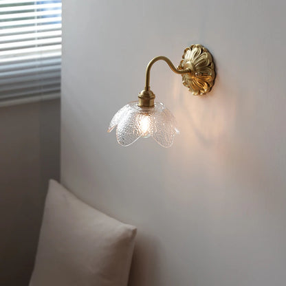 Isabelle Glass Flower Brass Wall Light