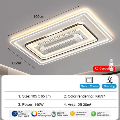 Aurevo Modern Bladeless LED Ceiling Fan Light