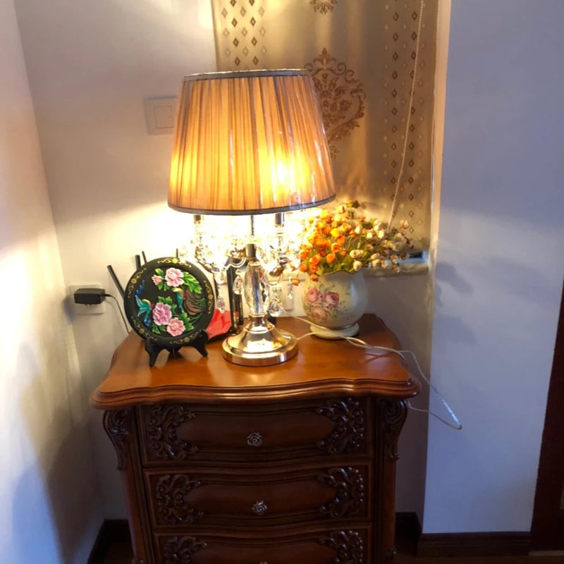 European Crystal LED Table Lamp for Bedroom and Living Room Decor