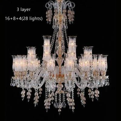 Long lustre en verre transparent pour salon et bureau