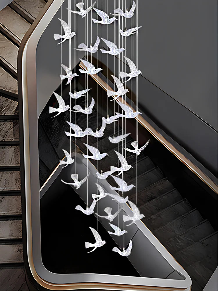 Lustre suspension d'escalier LED Delphine Swallow Bird
