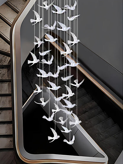 Lustre suspension d'escalier LED Delphine Swallow Bird